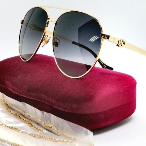 NWT Gucci GG1088S - 001 Aviator Chain Sunglasses - Picture 11 of 14